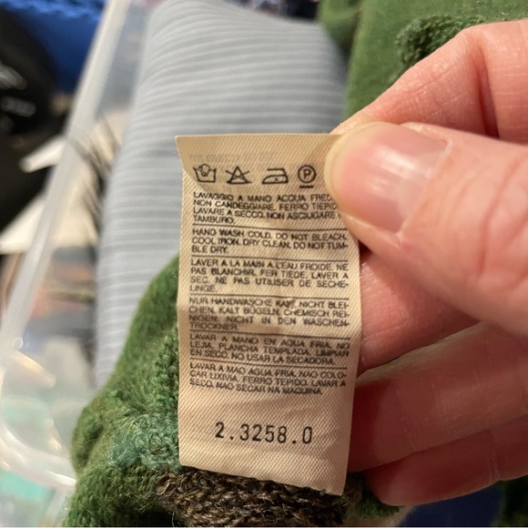 Vintage 90s-Y2K United Colors of Benetton olive argyle wool blend sweater Italy - Picture 5 of 9